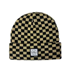 Cali Beanie Checkered- Black & Tan