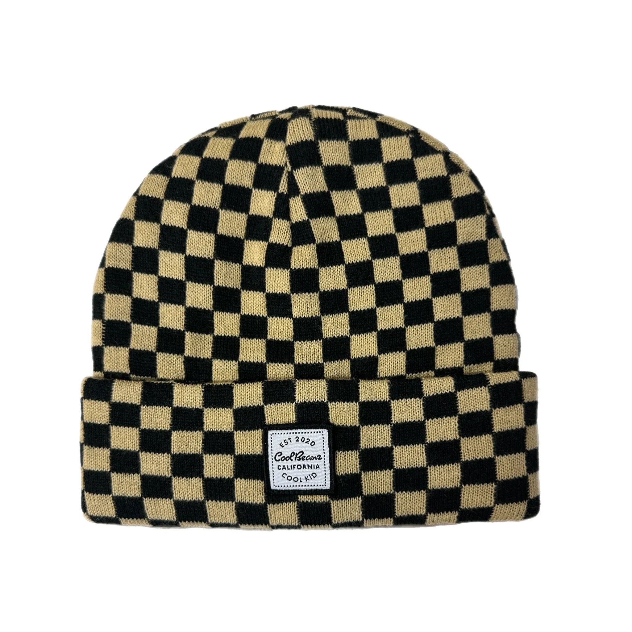 Cali Beanie Checkered- Black & Tan