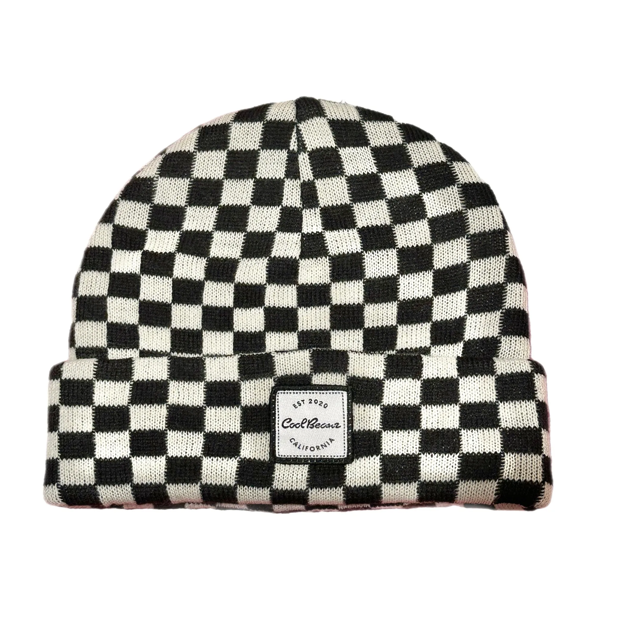 Cali Beanie Checkered- Black & White