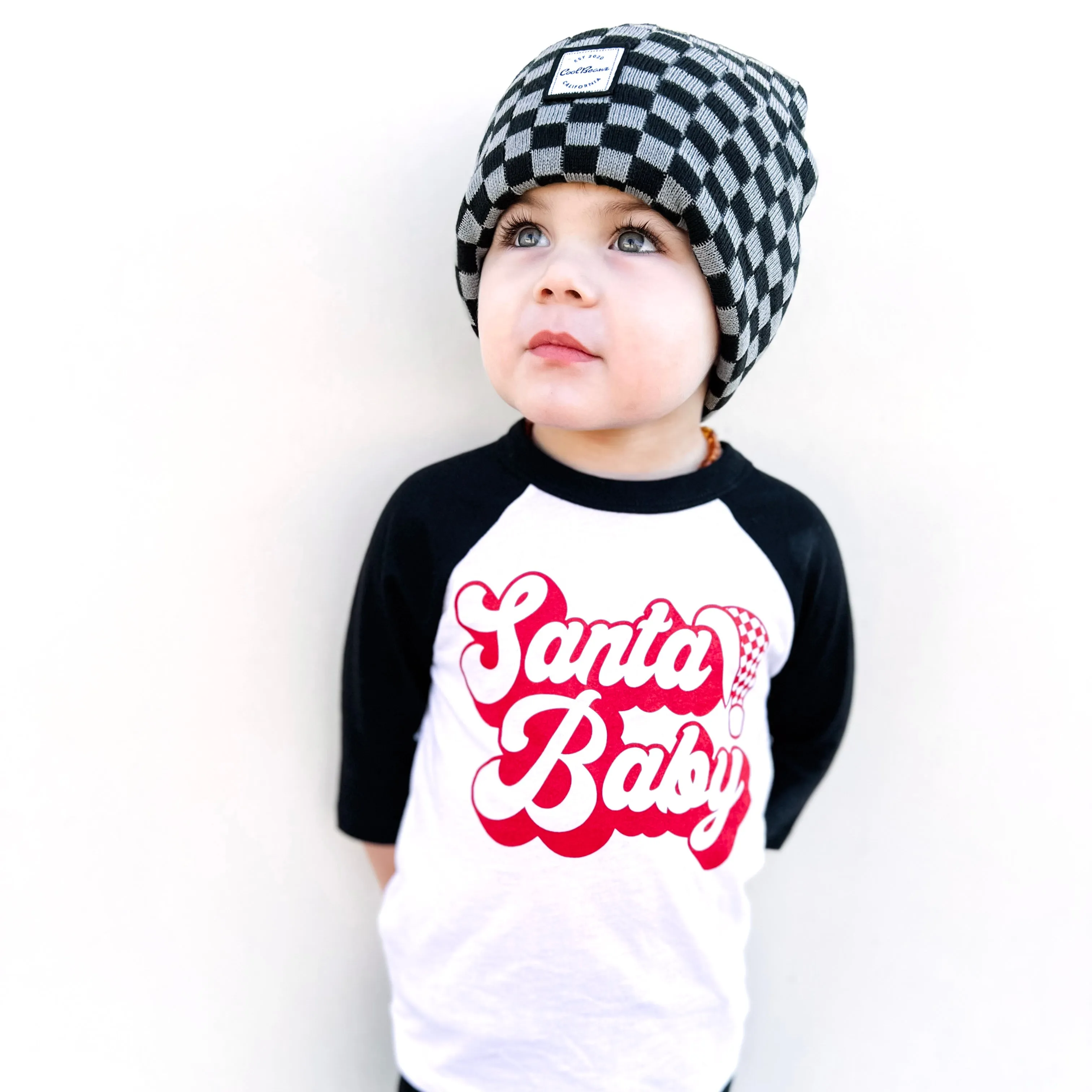 Cali Beanie- Checkered Grey & Black