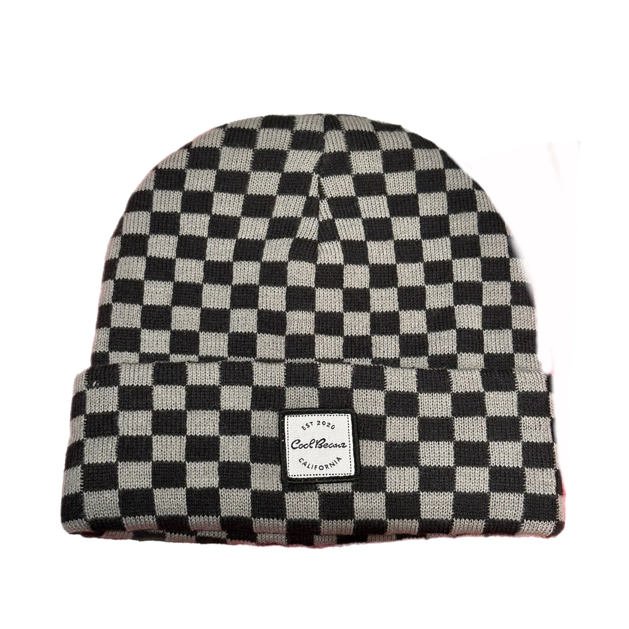 Cali Beanie- Checkered Grey & Black