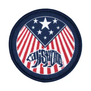 CALI Strong Bear Stars Stripes Red White Blue Round Hook-and-Loop Morale Patch