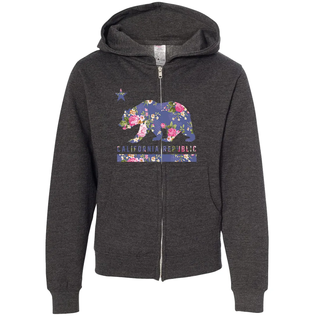 California Republic Paisley Flower Bear Premium Youth Zip-Up Hoodie