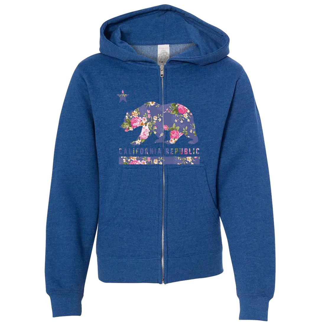 California Republic Paisley Flower Bear Premium Youth Zip-Up Hoodie