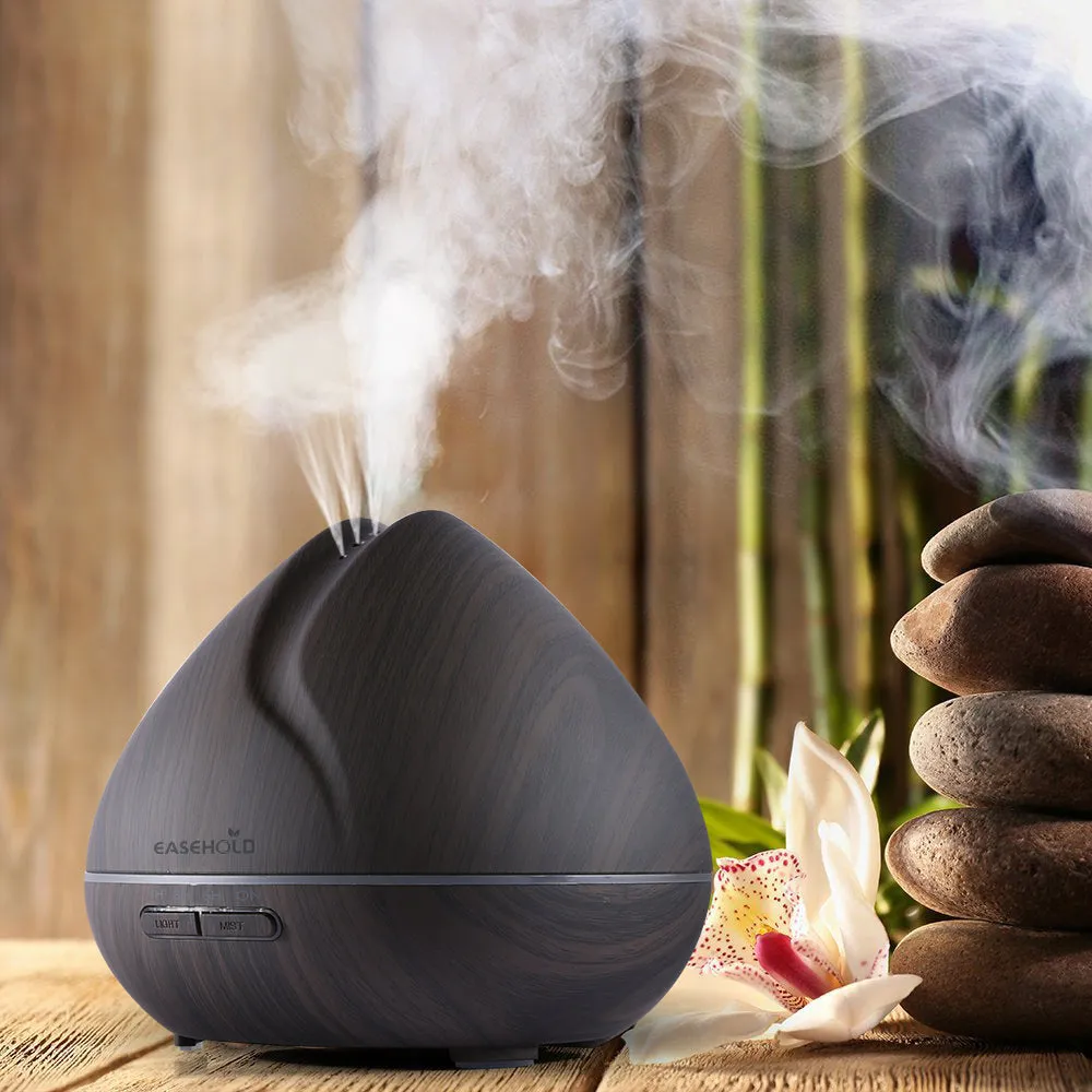 Changing LED Lights 400ml  Ultrasonic Air Humidifier/Aroma Essential Oil Diffuser with Wood Grain