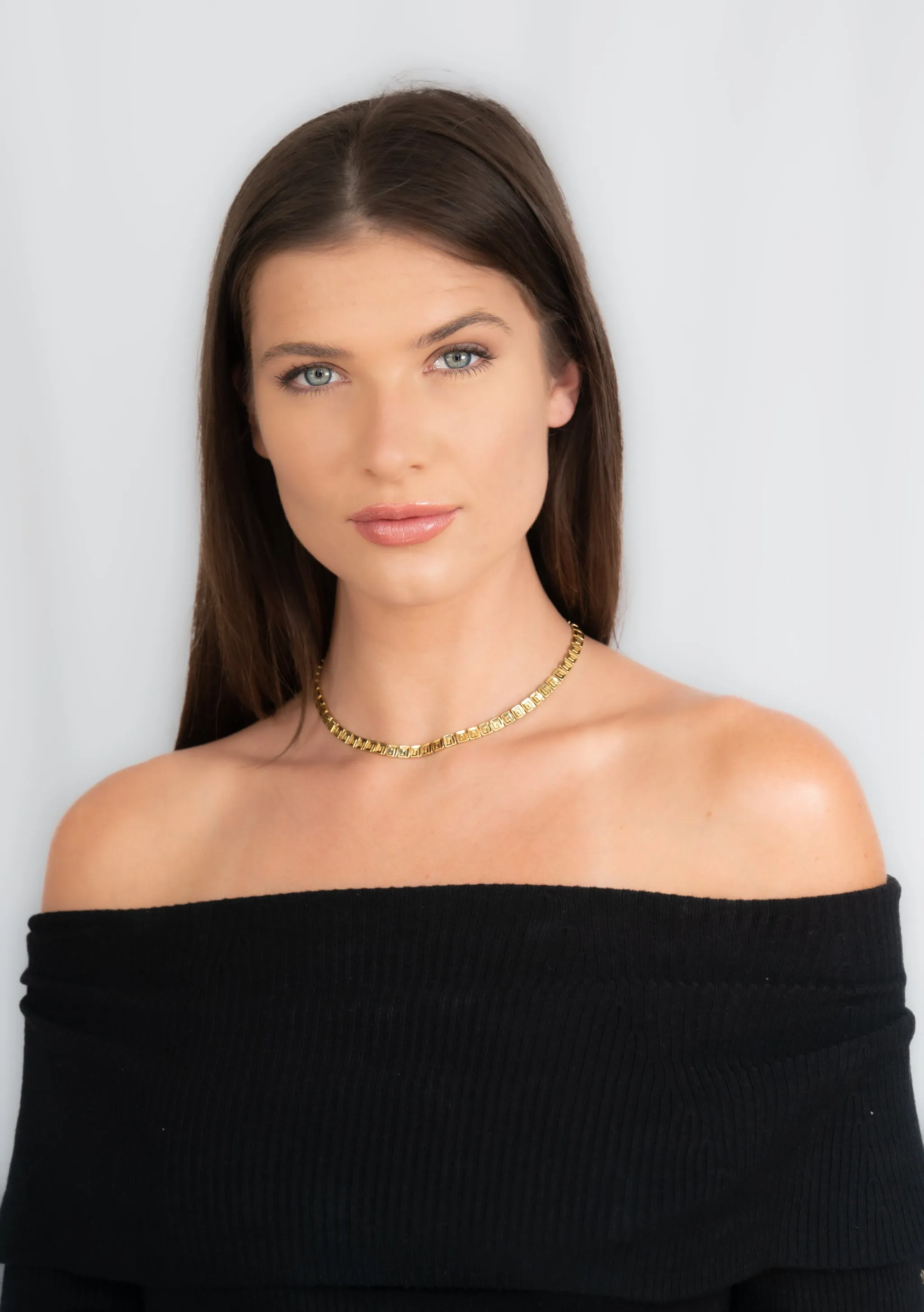 Chimento 18 Karat Two-Tone Gold Greek Key Geometric Square Link Reversible Vintage Necklace