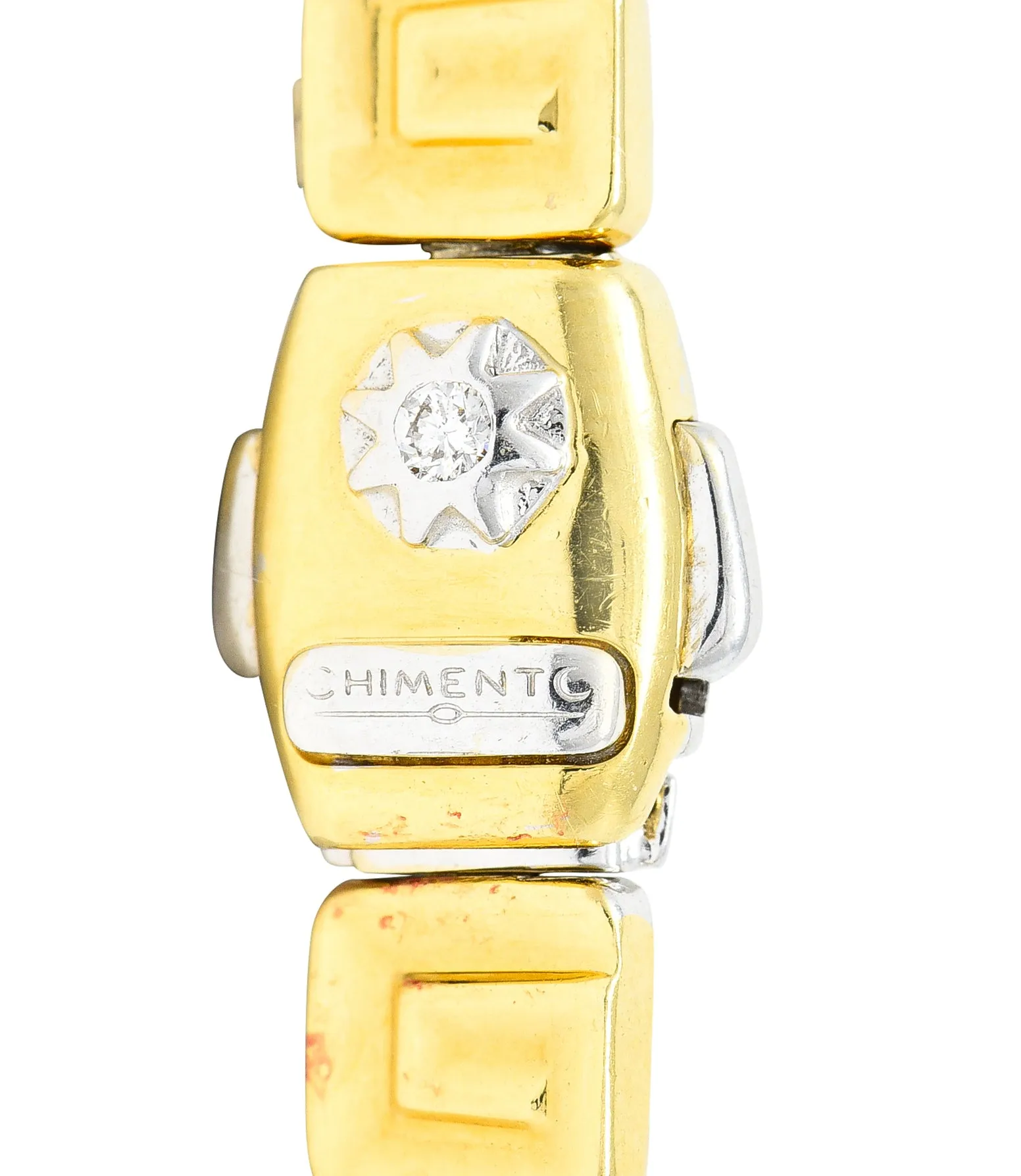 Chimento 18 Karat Two-Tone Gold Greek Key Geometric Square Link Reversible Vintage Necklace