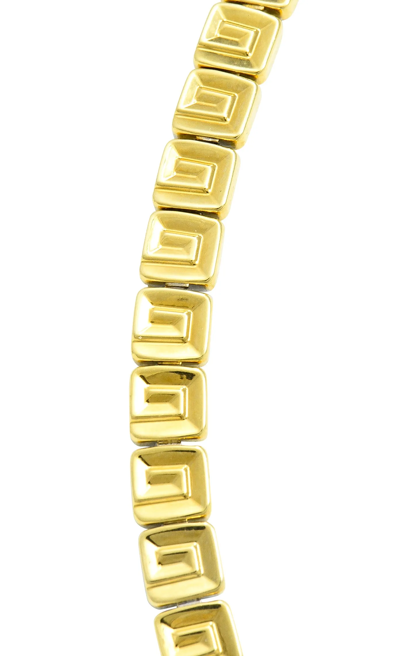 Chimento 18 Karat Two-Tone Gold Greek Key Geometric Square Link Reversible Vintage Necklace