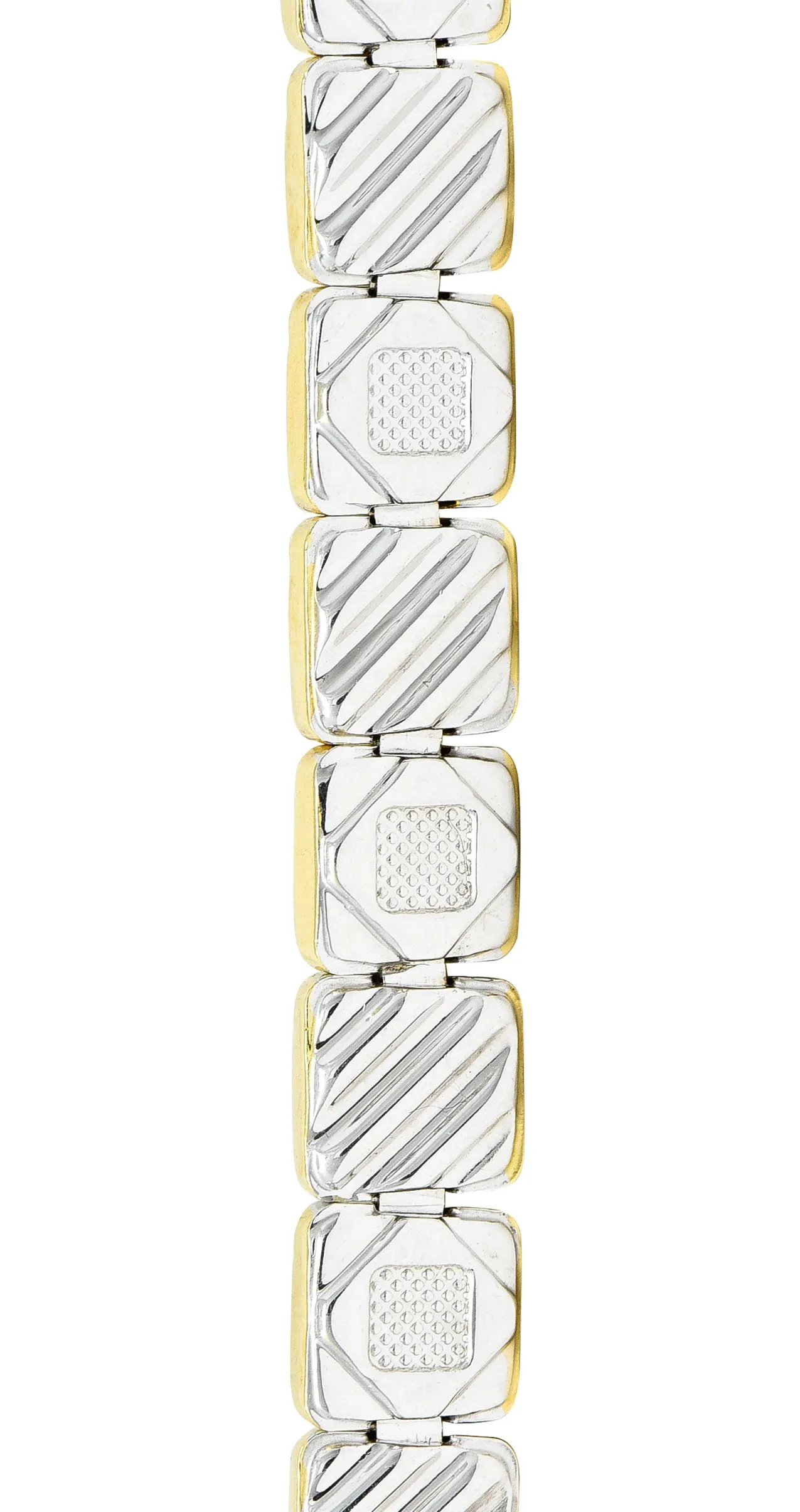 Chimento 18 Karat Two-Tone Gold Greek Key Geometric Square Link Reversible Vintage Necklace