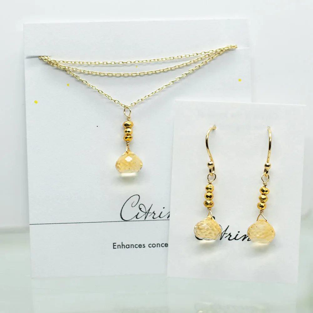 Citrine Gold Raindrop Set