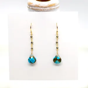 Copper Turquoise Gold Waterfall Earrings