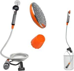 COSWE Portable Camping Shower, Outdoor Camp Pump with Rechargeable 4400mAH Battery and 130LM Led Lighting Device for Camping Hiking Outdoor Beach Garden