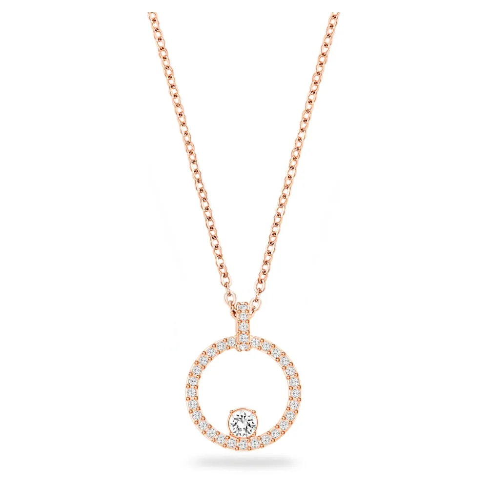 Creativity Pendant, Circular, White, Rose Gold-tone Plated