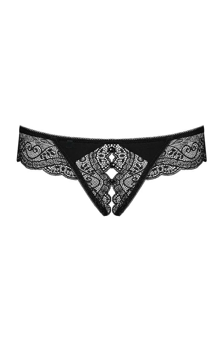 Crotchless lace thong - Je t'aime
