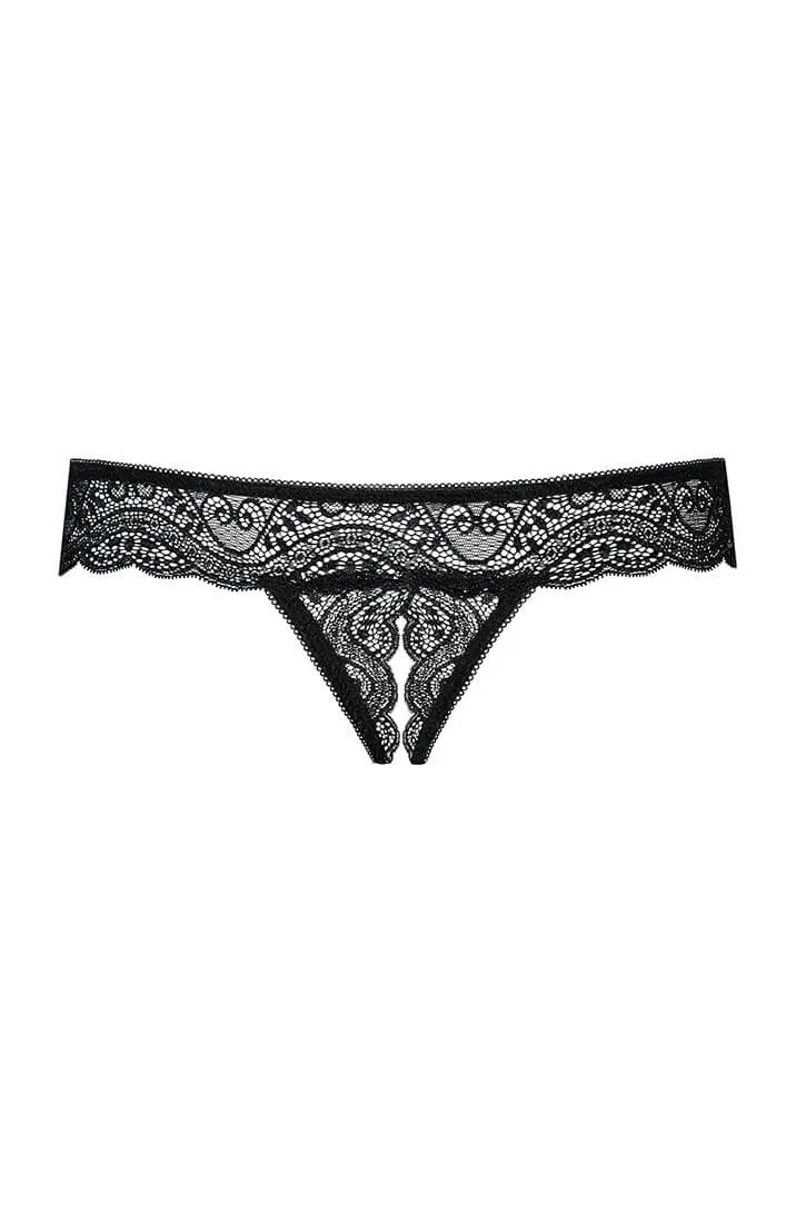 Crotchless lace thong - Je t'aime