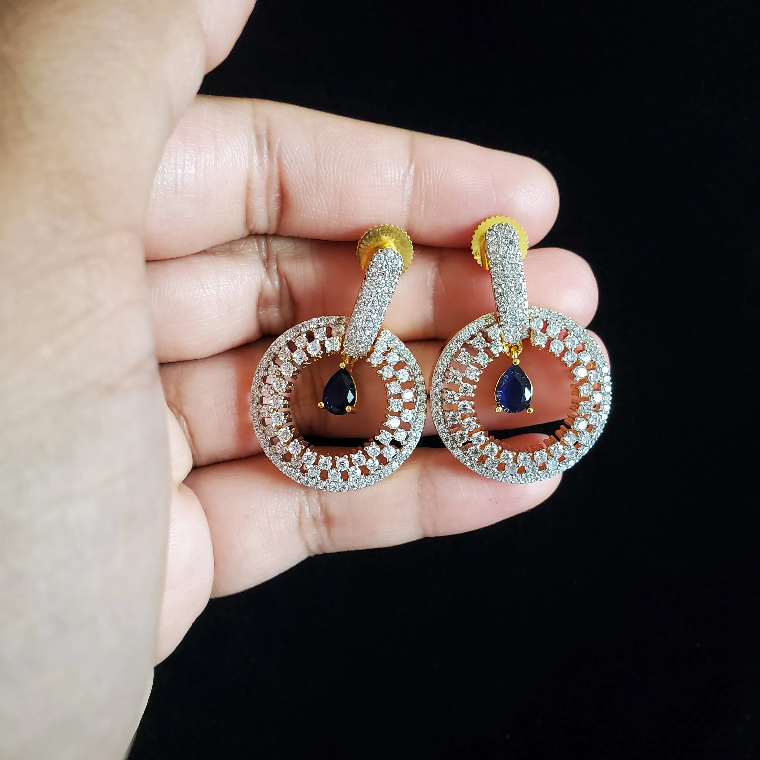 Cz Delicate Earring With 2 Tone Plating