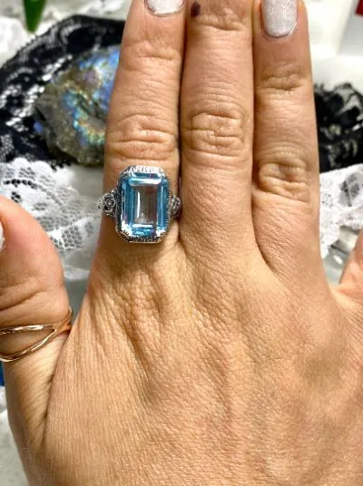 D64, Art Nouveau Ring, Cushion Cut Gemstone, Vintage Style Jewelry, Design#D64