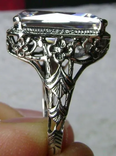 D64, Art Nouveau Ring, Cushion Cut Gemstone, Vintage Style Jewelry, Design#D64