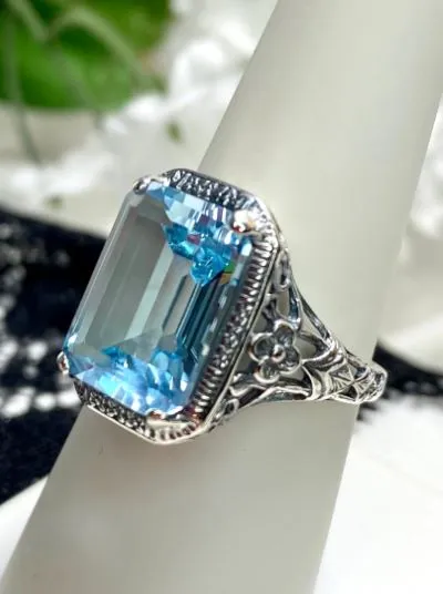 D64, Art Nouveau Ring, Cushion Cut Gemstone, Vintage Style Jewelry, Design#D64