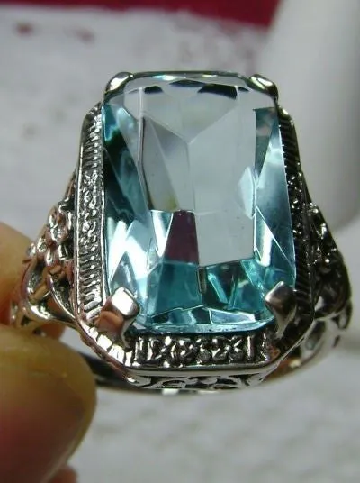 D64, Art Nouveau Ring, Cushion Cut Gemstone, Vintage Style Jewelry, Design#D64