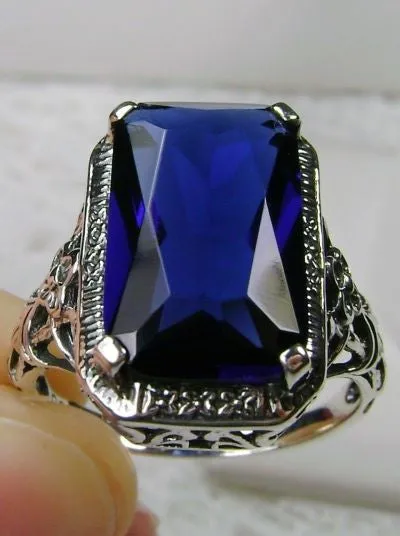 D64, Art Nouveau Ring, Cushion Cut Gemstone, Vintage Style Jewelry, Design#D64