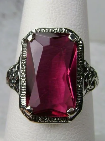 D64, Art Nouveau Ring, Cushion Cut Gemstone, Vintage Style Jewelry, Design#D64