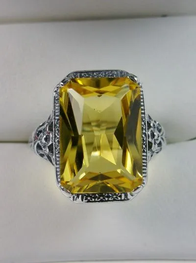 D64, Art Nouveau Ring, Cushion Cut Gemstone, Vintage Style Jewelry, Design#D64