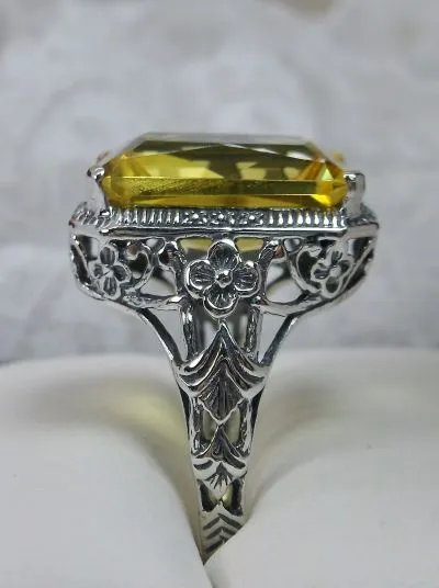 D64, Art Nouveau Ring, Cushion Cut Gemstone, Vintage Style Jewelry, Design#D64