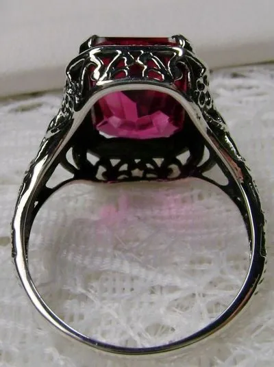 D64, Art Nouveau Ring, Cushion Cut Gemstone, Vintage Style Jewelry, Design#D64