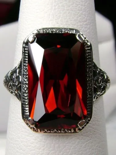 D64, Art Nouveau Ring, Cushion Cut Gemstone, Vintage Style Jewelry, Design#D64