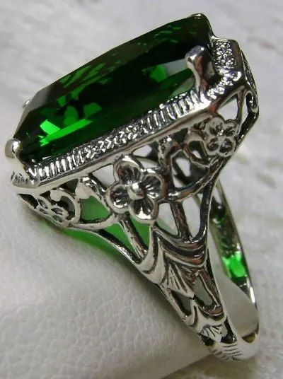 D64, Art Nouveau Ring, Cushion Cut Gemstone, Vintage Style Jewelry, Design#D64