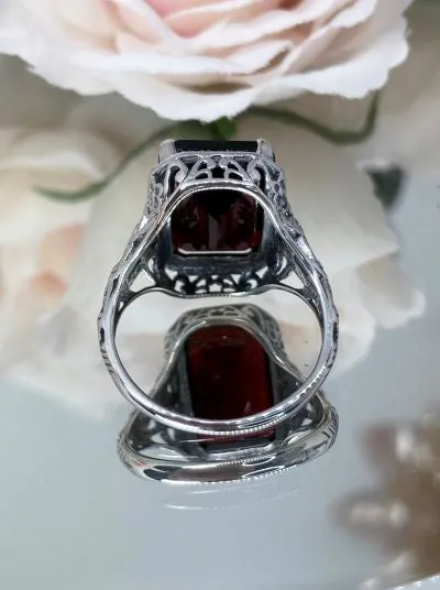 D64, Art Nouveau Ring, Cushion Cut Gemstone, Vintage Style Jewelry, Design#D64