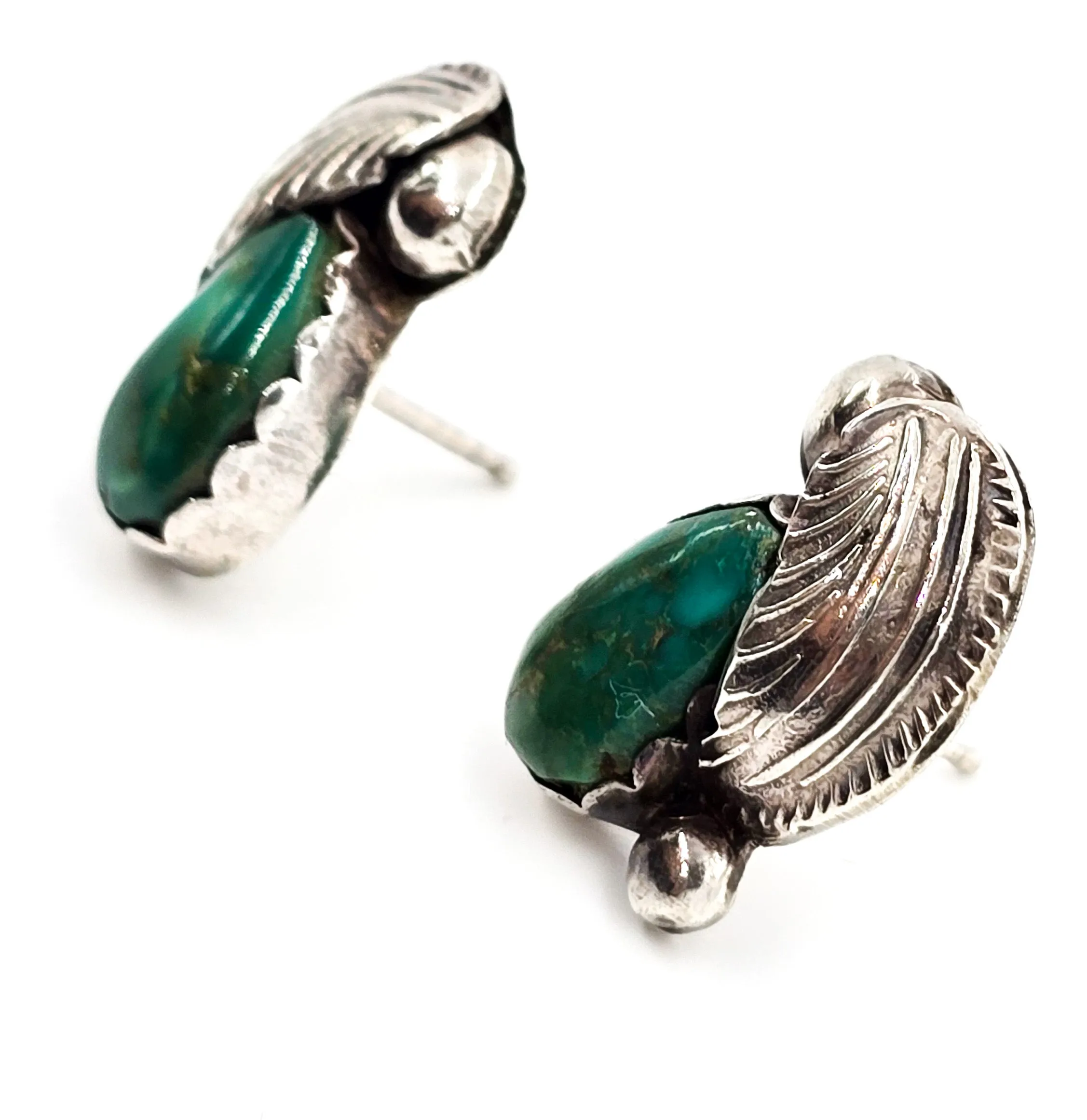 Dan & Carmelita Simplicio Zuni Native American Turquoise sterling silver vintage stud earrings