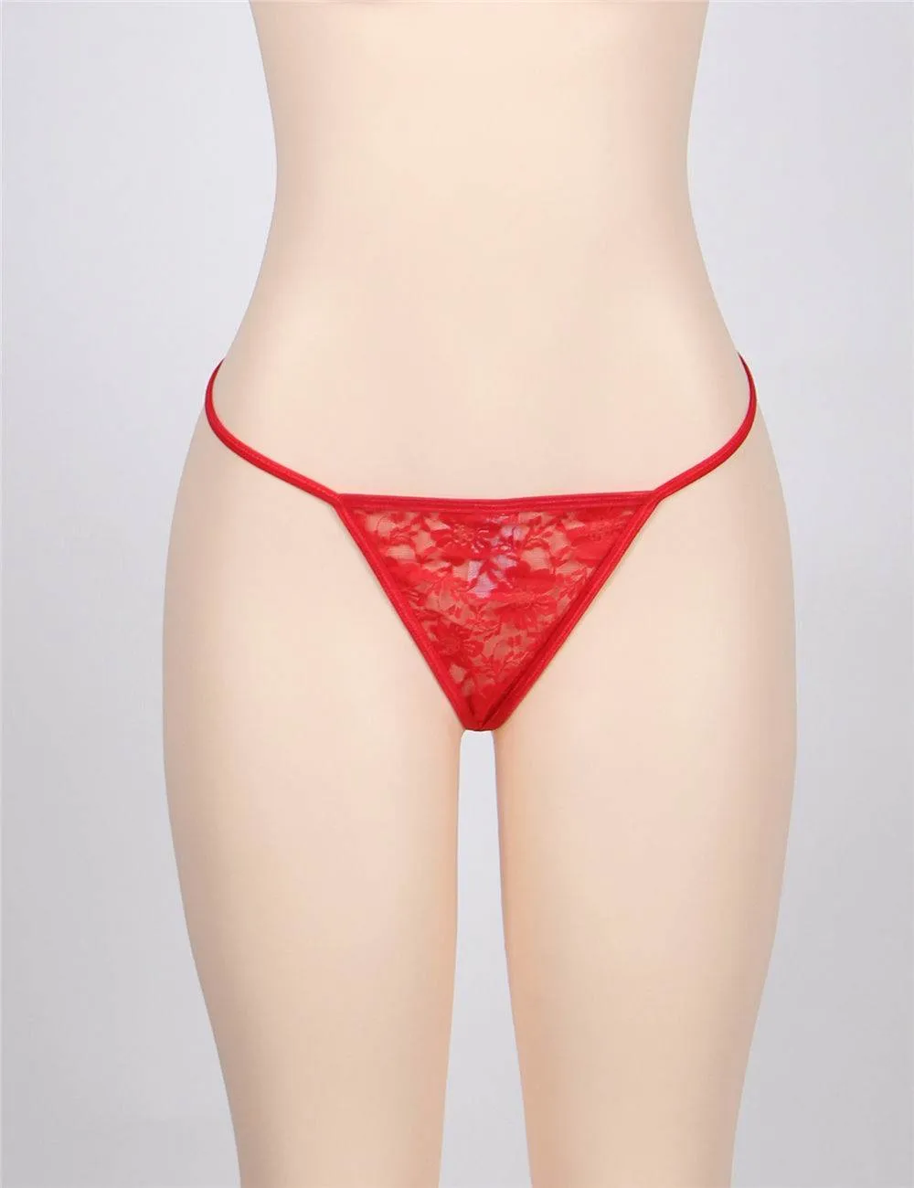 Delicate Crotchless White Floral Lace String