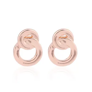 Delicate Ears Linked Circle Earring Rose Gold Plating