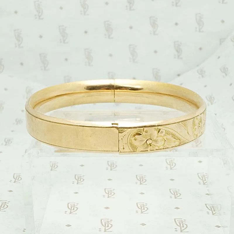 Delicate Floral Engraving Antique Bangle