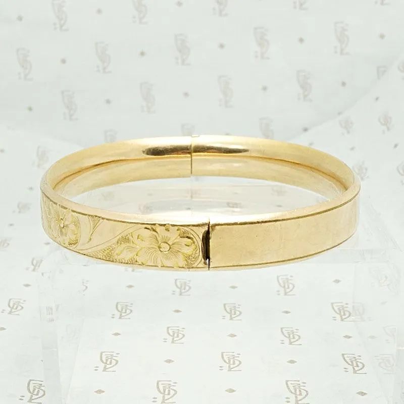 Delicate Floral Engraving Antique Bangle