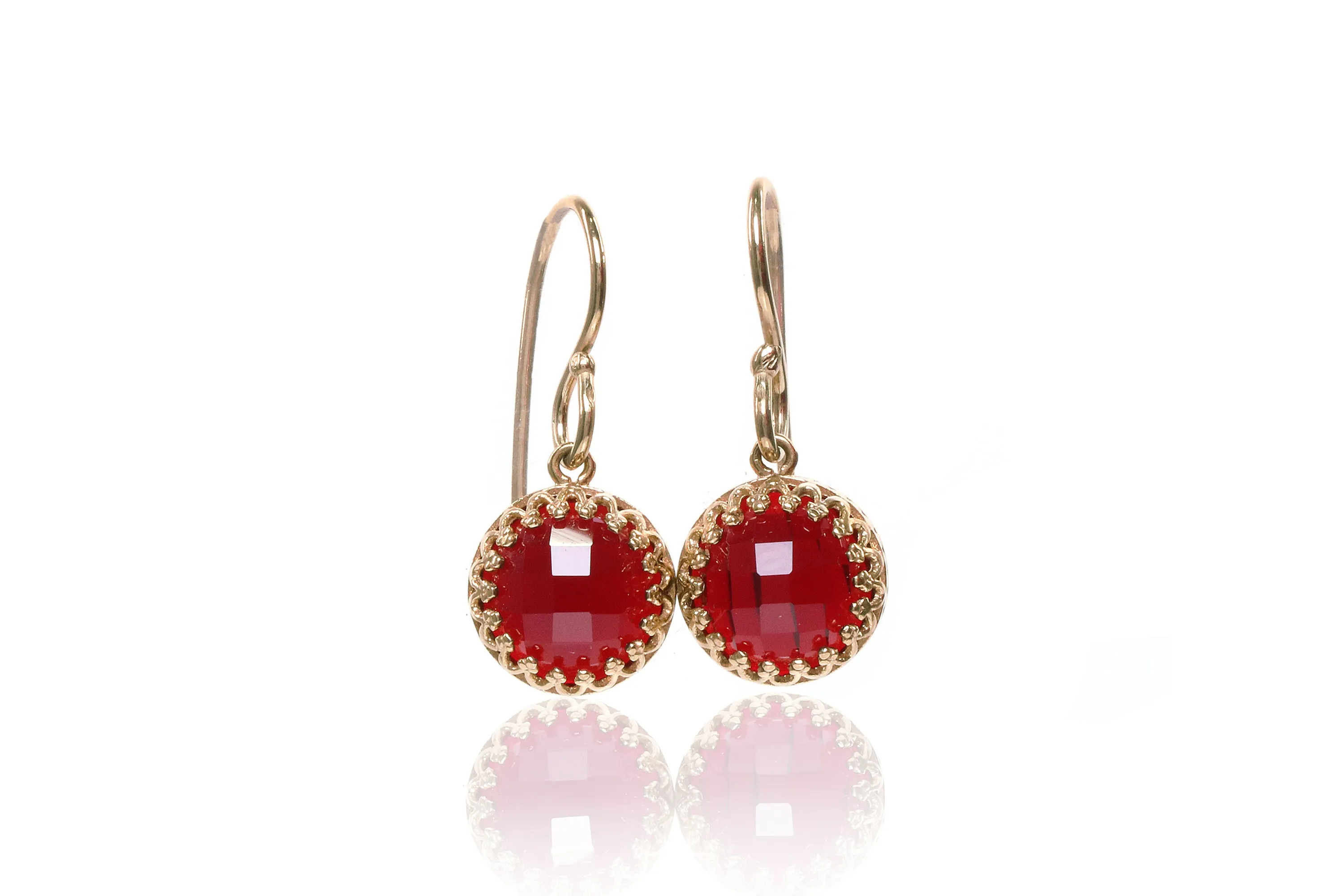 Delicate Gold Garnet Earrings