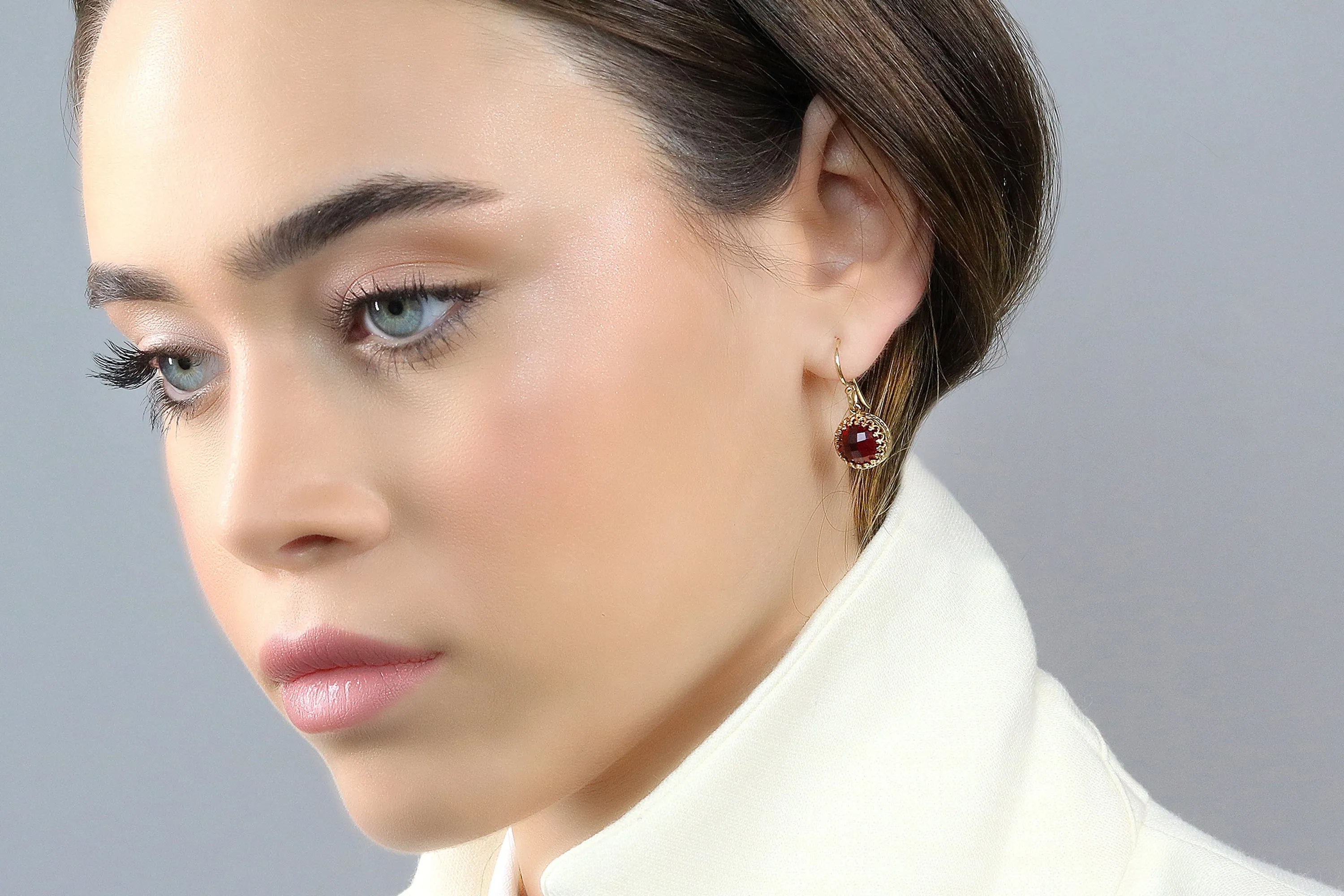 Delicate Gold Garnet Earrings