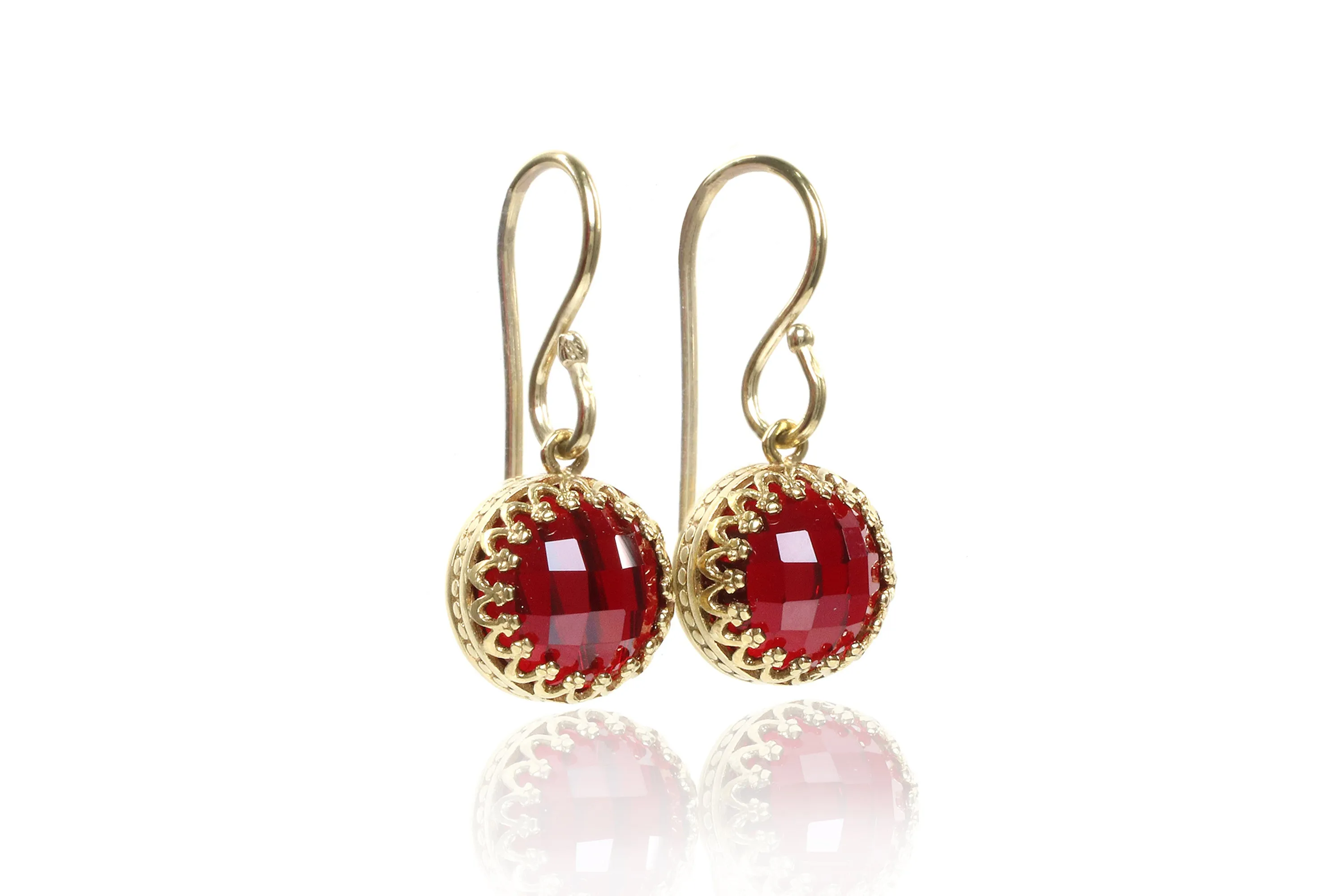 Delicate Gold Garnet Earrings