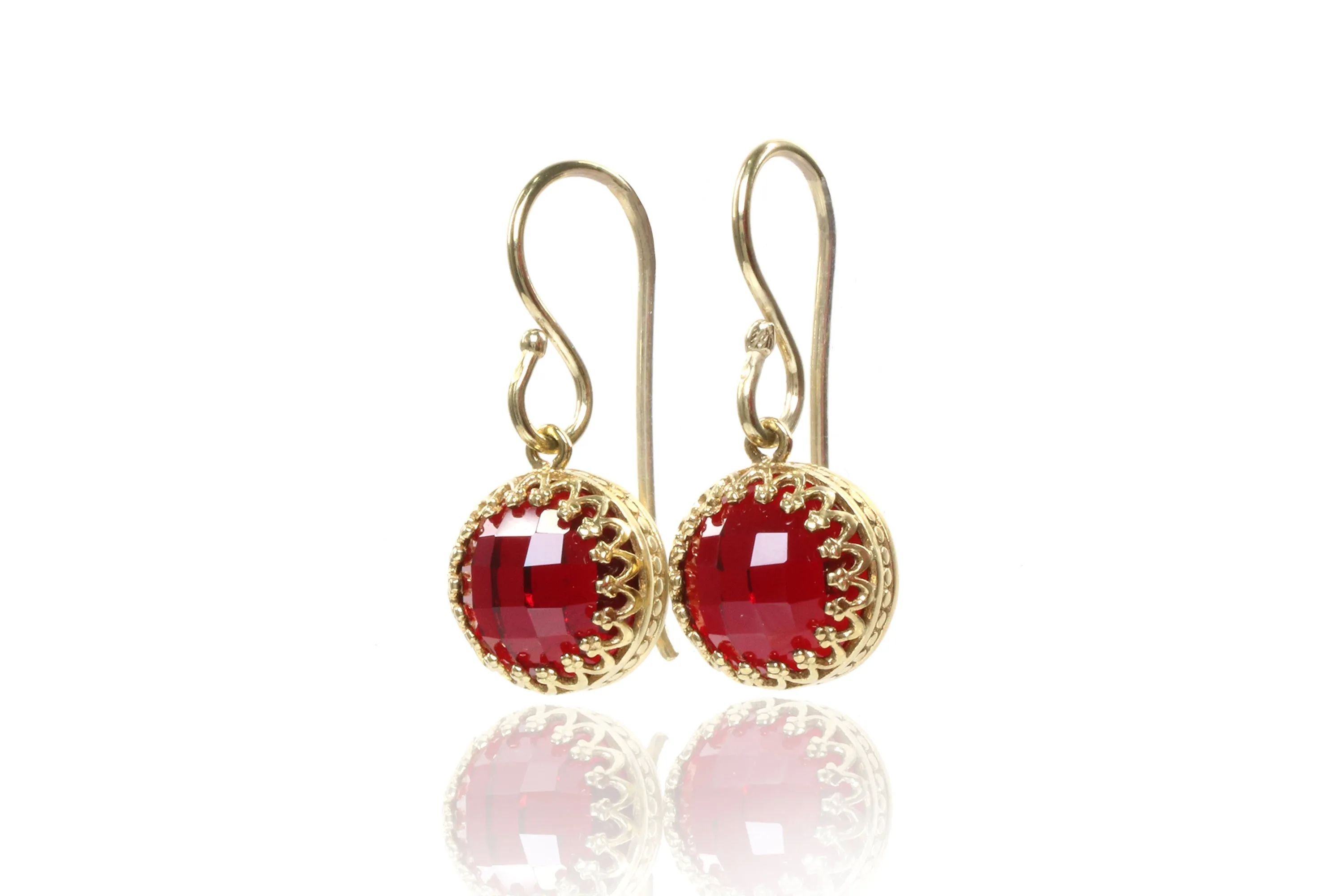 Delicate Gold Garnet Earrings