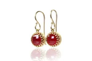 Delicate Gold Garnet Earrings