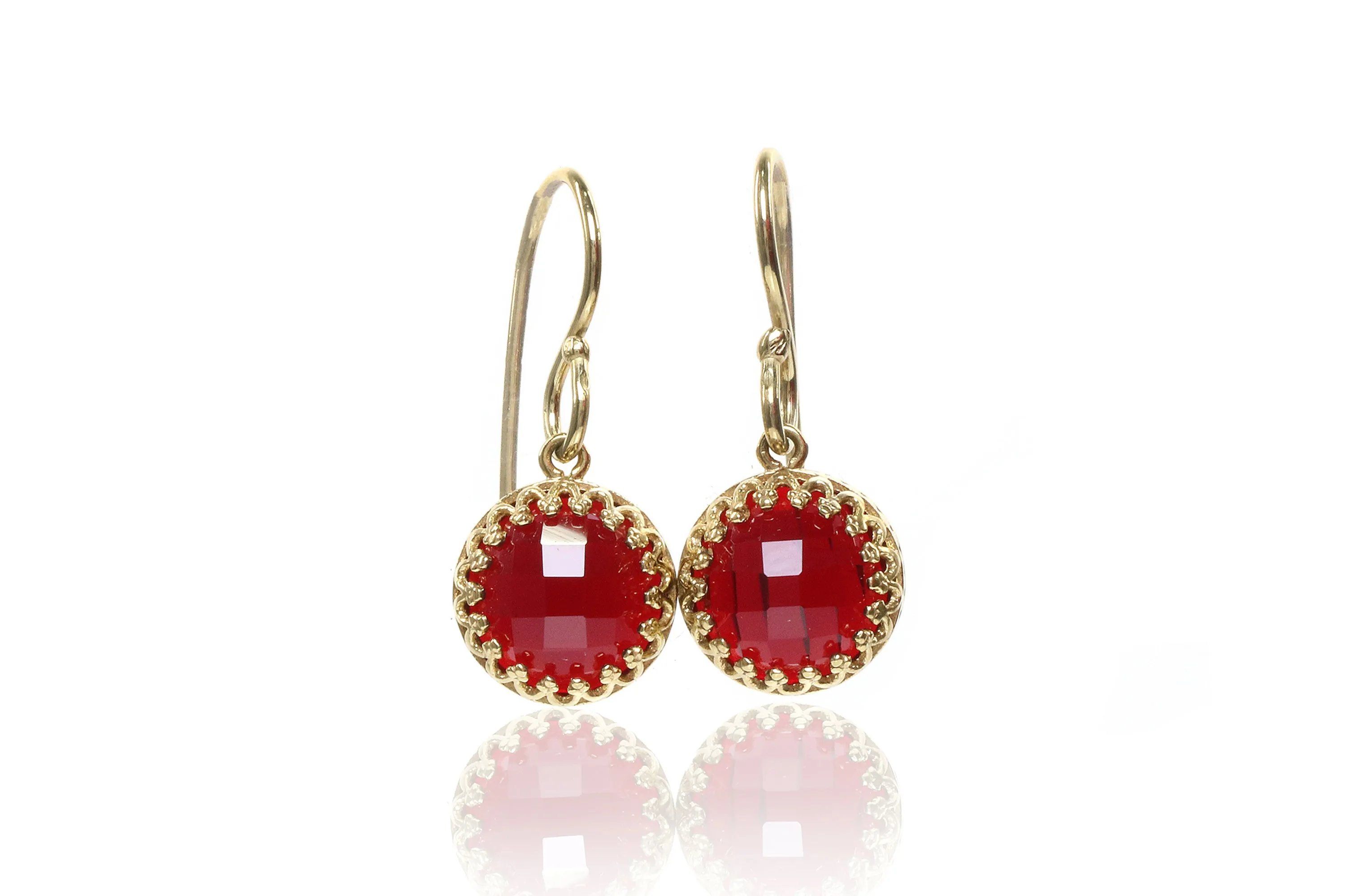 Delicate Gold Garnet Earrings
