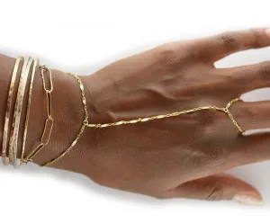 Delicate Hammered Hand Chain Bracelet