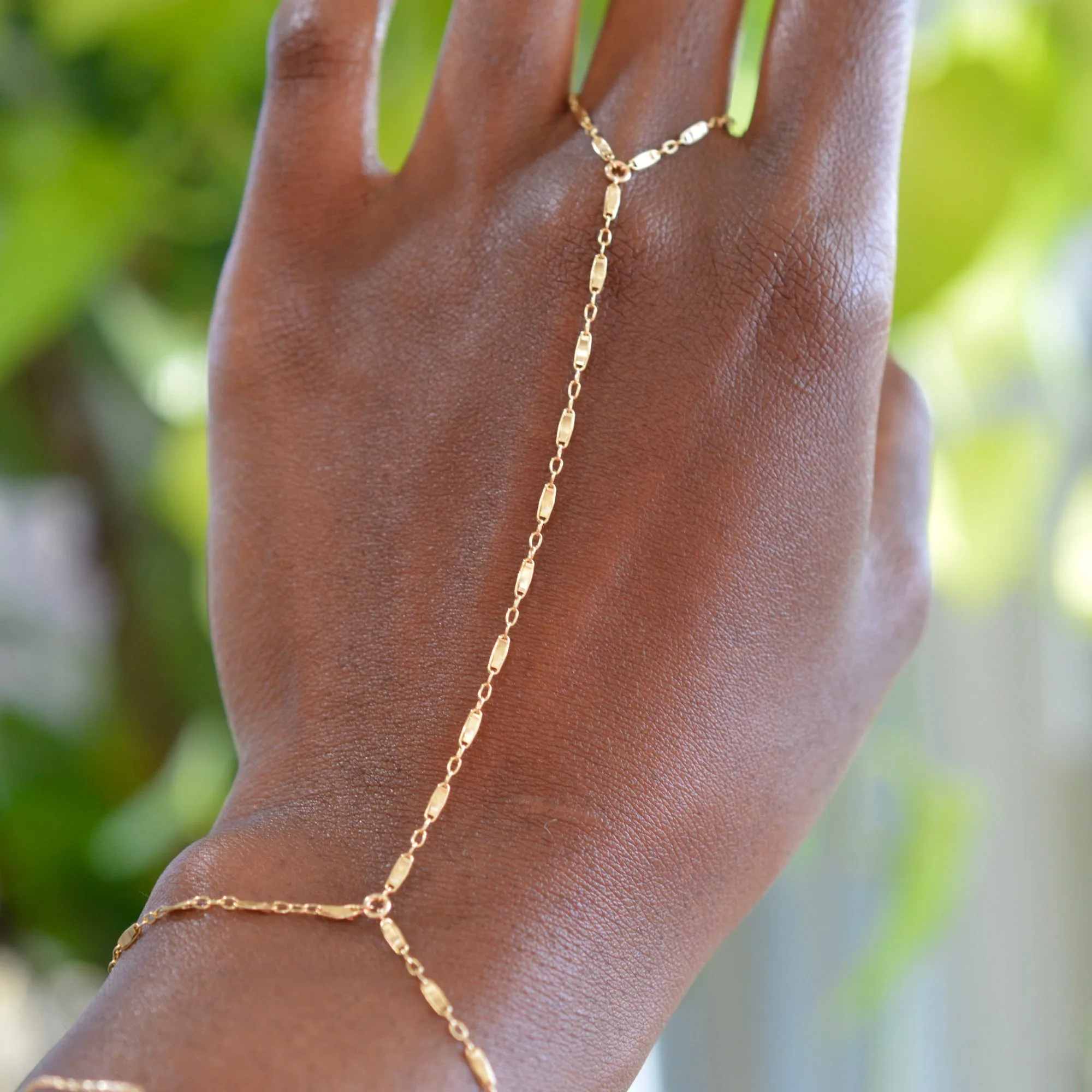 Delicate Hammered Hand Chain Bracelet