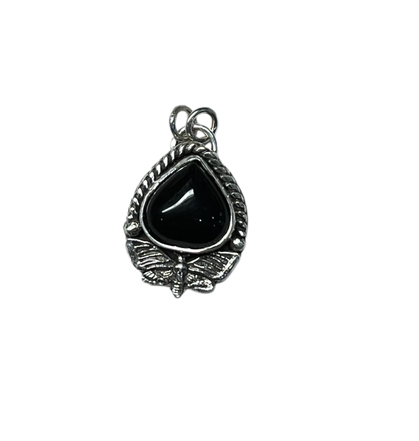 Delicate Obsidian Death Moth Pendant