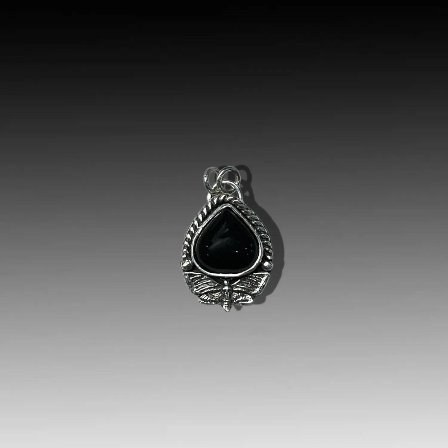 Delicate Obsidian Death Moth Pendant