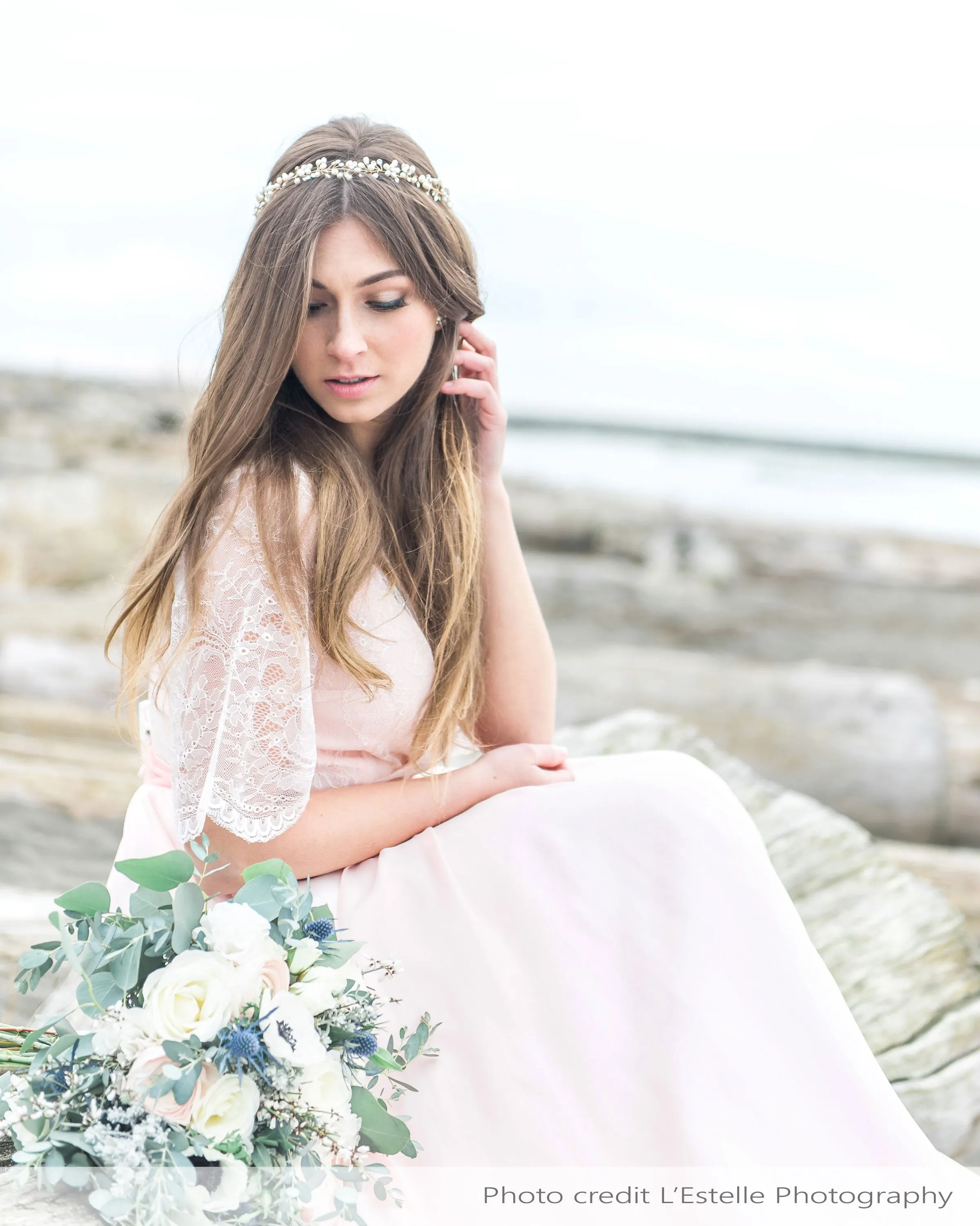 Delicate Pearl & Crystal Halo