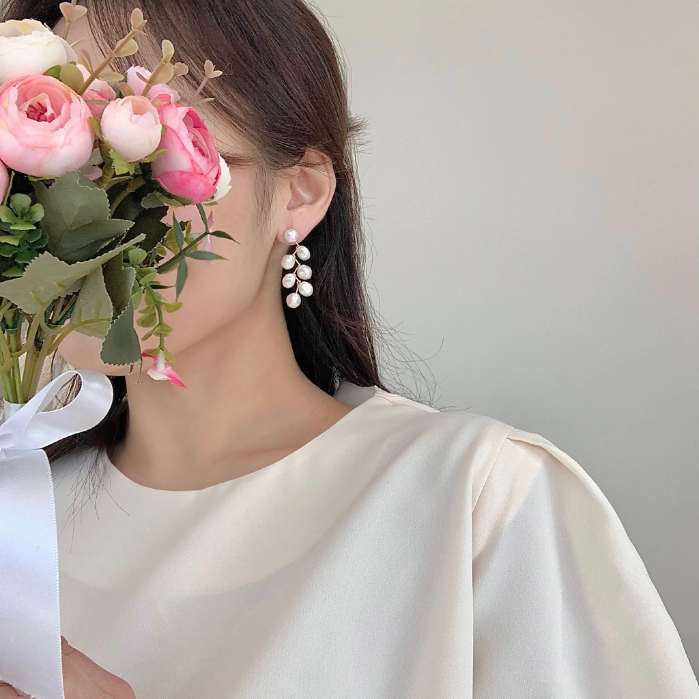 Delicate Pearl Chandelier Earrings