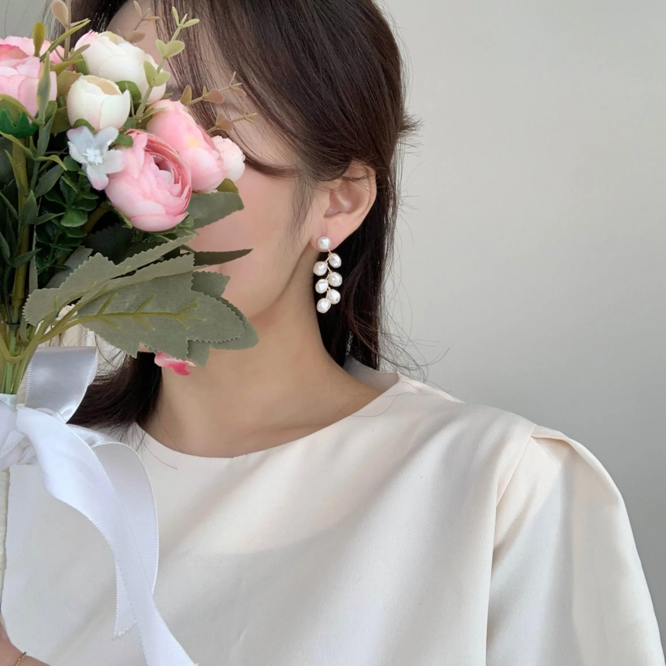 Delicate Pearl Chandelier Earrings